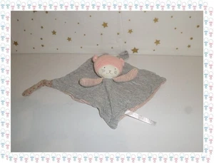 - Doudou Semi Plat Carré Chat Moon Gris Rose Les Petits Dodos Moulin Roty - Picture 1 of 3