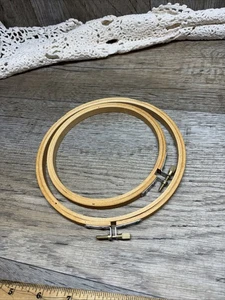 2 Vintage Round Wood Embroidery Hoop Screw Tension 6” & 5” Made in Taiwan  - Picture 1 of 7