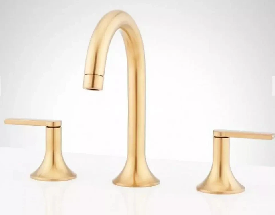 Signature Hardware Lentz Widespread Bathroom Sink Faucet in Brushed Gold - Image 1 of 1