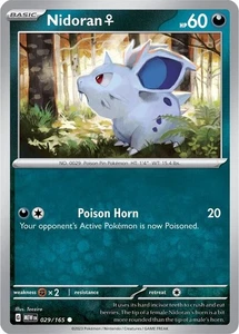 Nidoran 029/165 | Escarlata y Violeta 151 | Común | Juego de cartas coleccionables Pokémon no holográfico casi nuevo - Imagen 1 de 1
