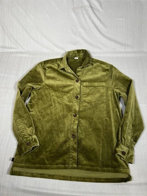 Camisa de pana estoica con botones para mujer verde mediana manga larga Foto 1 de 4