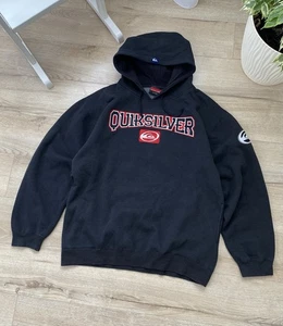 Felpa con cappuccio vintage Quiksilver Y2K uomo grande logo oversize skate surf anni 2000 taglia L - Foto 1 di 8