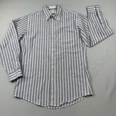 VTG  Arrow Brigade Shirt Mens 15 32-33 USA Made Striped Button Down Cotton Blend - Image 1 of 4
