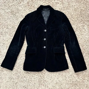 Chaqueta Blazer Theory Pana Para Mujer XS Negra 3 Botones Bolsillos Forrada EE. UU. Y2K - Imagen 1 de 13