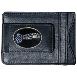 Milwaukee Brewers Fine Leather Money Clip Wallet (NEW) MLB Black Billfold - Picture 1 of 1