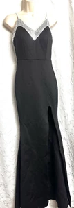 Miss Ord NWT Black Silver Sequin Top Corset, Sleeveless Maxi Mermaid Dress Small - Picture 1 of 9