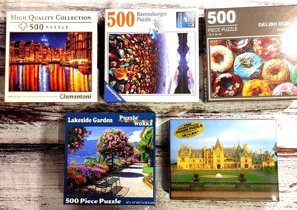 Puzzle lote de 5. 5 X 500 piezas. Clementoni/Ravensburger/Pazzo/Puzzle Works + Foto 1 de 4