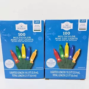 Holiday Time - 100 Multi Mini LED Christmas Lights Green Wire (Qty 2) 19.5 ft Ea - Picture 1 of 7