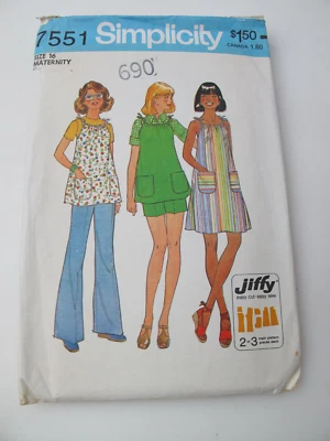Simplicity 7551 Sewing Pattern Vintage collectibles  Maternity dress top Sz 16(K - Image 1 of 4
