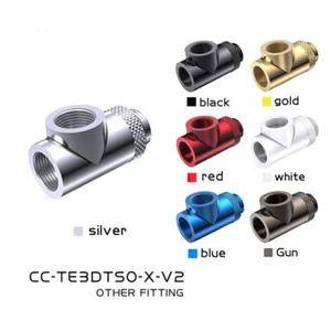 Bykski G1/4in. Male To Dual Female 90 Degree Rotary T 3-Way Adapter Fitting - Afbeelding 1 van 16
