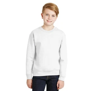 Jerzees Youth Nublend Long Sleeve Crew Neck Sweatshirt- White, Medium 10/12 - Picture 1 of 6