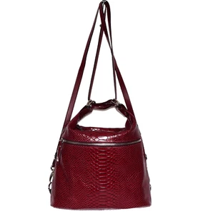 NWOT Gianni Conti Vera Pelle Red Leather Convertible Shoulder Bag Backpack - Picture 1 of 13