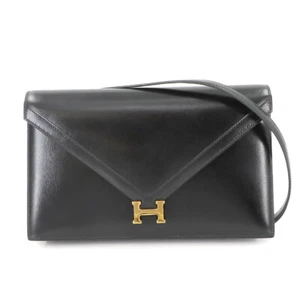Bolso sin asas de hombro HERMES Lydie 2 vías caja cuero de becerro negro cartera 90275003 - Imagen 1 de 11