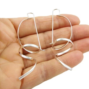 Long Spiral Threader 925 Sterling Silver Earrings Gift Boxed - Picture 1 of 5