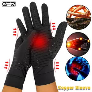 Copper Arthritis Compression Gloves Hand Support Carpal Tunnel Joint Pain Relief - Picture 1 of 14