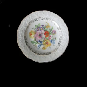 Edwin M Knowles China Co 6" Platillos Floral Repujado Dorado 8 Disponibles - Imagen 1 de 8