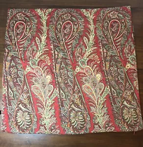 Pottery Barn Red/Green Paisley Cotton/Linen Pillow Cover Sham 24” X 24” - Picture 1 of 8