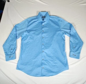Kenneth Cole Reaction Slim Fit Button Up Shirt Adult Large 16 32-33 Blue Mens - Picture 1 of 13