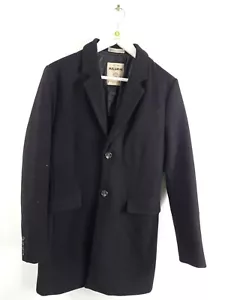 Pull & Bear Men's Coat Size S Black Tailored Collared Wool Blend Used F2 - Picture 1 of 13