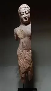RARE SOUTHEAST ASIA STONE FRAGMENT of a STANDING BUDDHA, KHMER STYLE. - Picture 1 of 20