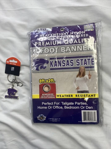 Kansas State Wildcats Large 8x2ft  Banner Weather Resistant Heavy Duty FREE GIFT Cover