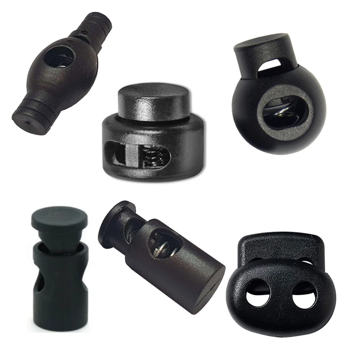 BIG-SAM Kordelstopper Aus Kunststoff – Schwarz, 2-Loch, Für Bänder Bis 4 Mm – 50 Stück Set