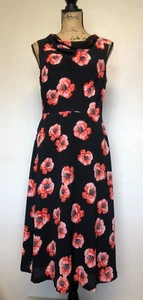 Vestido floral para mujer Talbots talla 4 cortina cuello y llamaradas negro forrado de coral nuevo con etiquetas - Imagen 1 de 5