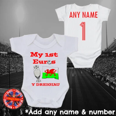 DUNNES STORES Wales Cymru My 1st Euro Personalisierter Fußball Body Jungen Mädchen