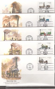 1987 Set of 6 FDC - Scott# 2362-66 - Locomotives - Fleetwood Cachet - Picture 1 of 2