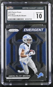 2023 Panini Prizm Football Silver Prizm Emergent Amon-Ra St Brown Lions cgc 10 - Bild 1 von 2