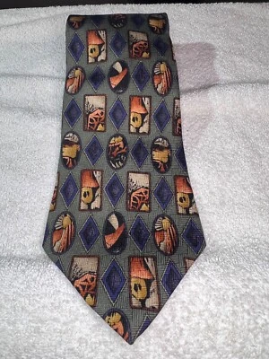 Corbata Rara Vintage Picasso MBI Geométrica Estampado Naturaleza Hecha en EE. UU. Seda 58" Foto 1 de 4
