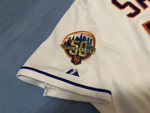 Authentic MLB NY Mets size 56 Majestic white jersey with 50th anniversary patch Cover