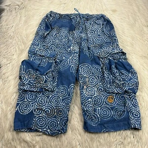 Story Mfg. Men's Unisex S Blue Swirl Cropped Cargo Pants Brown Over-dye - Picture 1 of 8