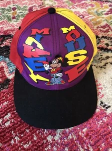 Vtg Rare Mickey Unlimited Mouse Snapback Embroidered Color Block 80s Hat EUC - Picture 1 of 8