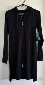 Coolibar UPF 50+ Women's XXS Black Stretch Long Zip Up Cabana Hoodie Beach 01307 - Picture 1 of 11