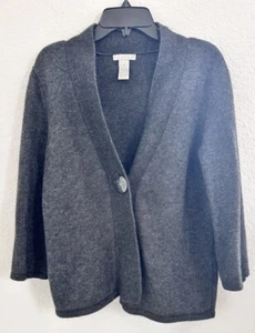 Tweeds Womens Knit Cardigan Sweater Sz. M Dark Grey Wool Angora Rabbit Blend - Picture 1 of 6