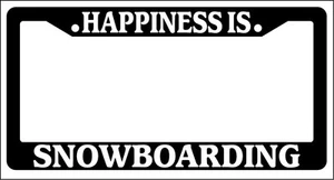 Black License Plate Frame Happiness Is... Snowboarding Auto Accessory Novelty - Picture 1 of 1