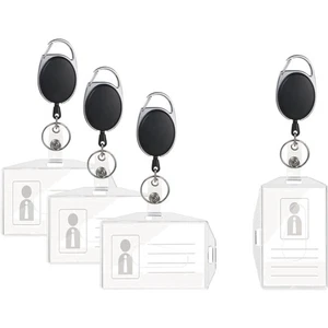 Transparentes ID Badge Holder Set – 4 Ausweishalter mit Clip & Jojo - Bild 1 von 1