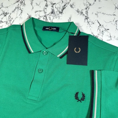 Camisa Polo FRED PERRY Para Hombres FP Verde Doble Punta TALLA GRANDE M3600 R34 NUEVA CON ETIQUETAS Foto 1 de 4