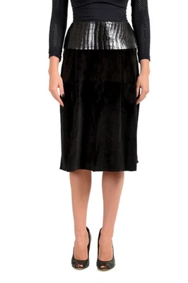 Женская черная юбка из 100% норковой кожи с отделкой Dolce & Gabbana США M IT 42 - Изображение 1 из 4