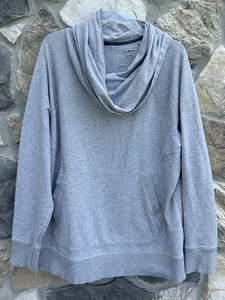 LL Bean Sweatshirt Womens 2X Gray Cowl Neck Kangaroo Pocket Basic Closet Staple - Picture 1 of 6