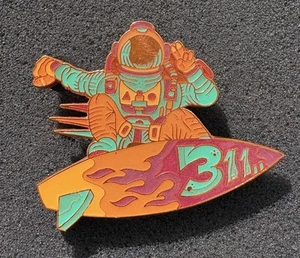 B311 Space Surfer 🔥 On Orange Metal Art Pin #’d 12/45 - Picture 1 of 3