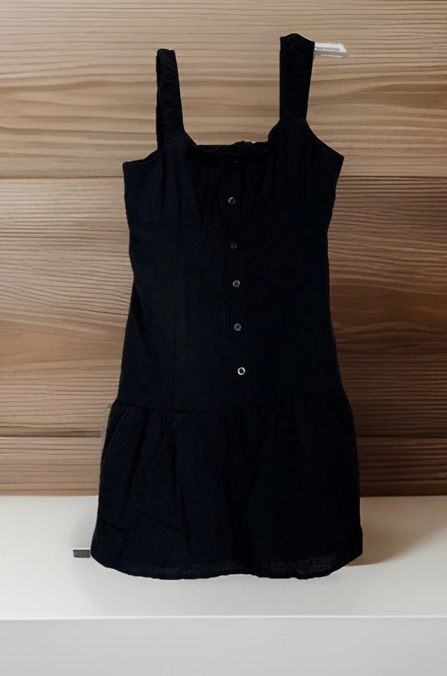 Vestido para niñas con botones delanteros cintura caída - clase de arte M (8) % 100 algodón Foto 1 de 4