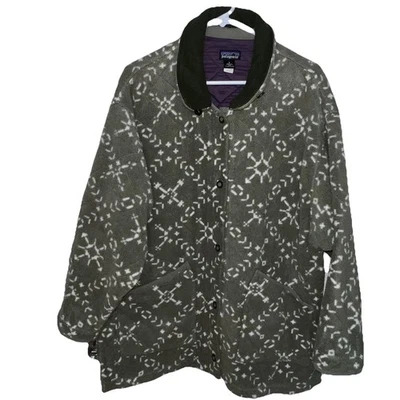 VTG Patagonia Sherpa Fleece Barn Chore Jacket Womens L Green USA Button Down - Image 1 of 4