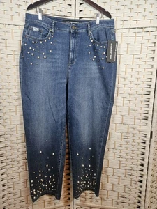 Pantalones de mezclilla para mujer Karl Lagerfeld Paris imitación perla talla 16 Cottagecore - Imagen 1 de 11