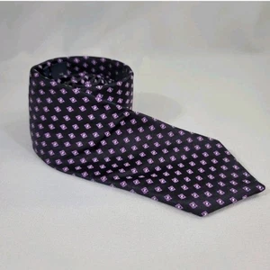 Ted Baker London 100% Seide Krawatte Geometrisches Muster Schwarz Lila Herrenkrawatte - Bild 1 von 7