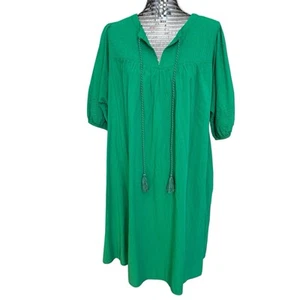 Knox Rose A-Line Short Puff Sleeve Peasant Dress Green Mini Women Size XXL NWT - Picture 1 of 13