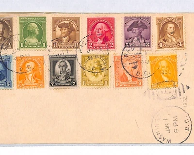 USA 1932 FDC *WASHINGTON BICENTENNIAL* Set{12} DC Duplex First Day Cover YH416 - Image 1 of 4