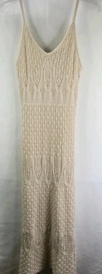 Maxi Vestido Crochet Beige Cuello en V Talla M Y2K Boho Baile de graduación Boda Freshman 1996 Foto 1 de 4