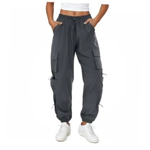 Womens Parachute Cargo Pants with Pockets Quick Dry Hiking Pants Lightweight - Picture 1 of 6